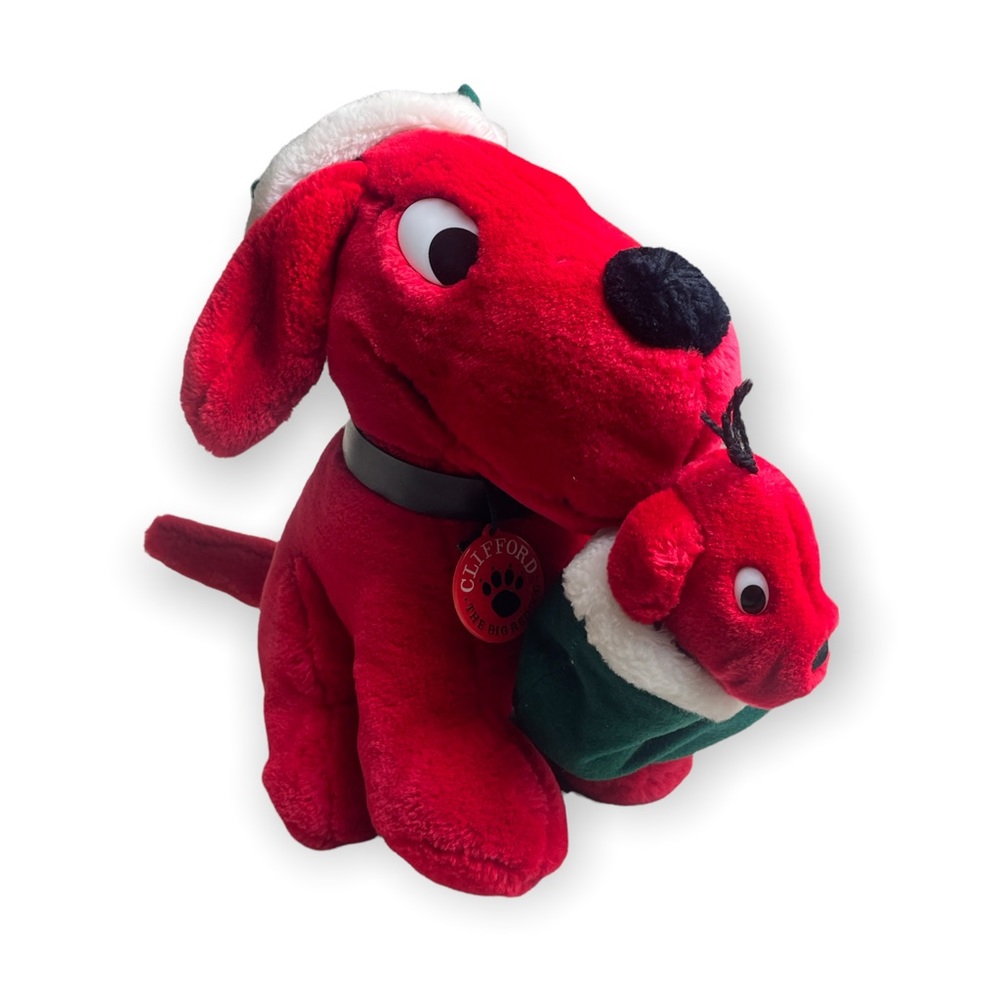 Vintage Clifford The Big Red Dog Christmas Plush Stuffed Animal Toy 12"